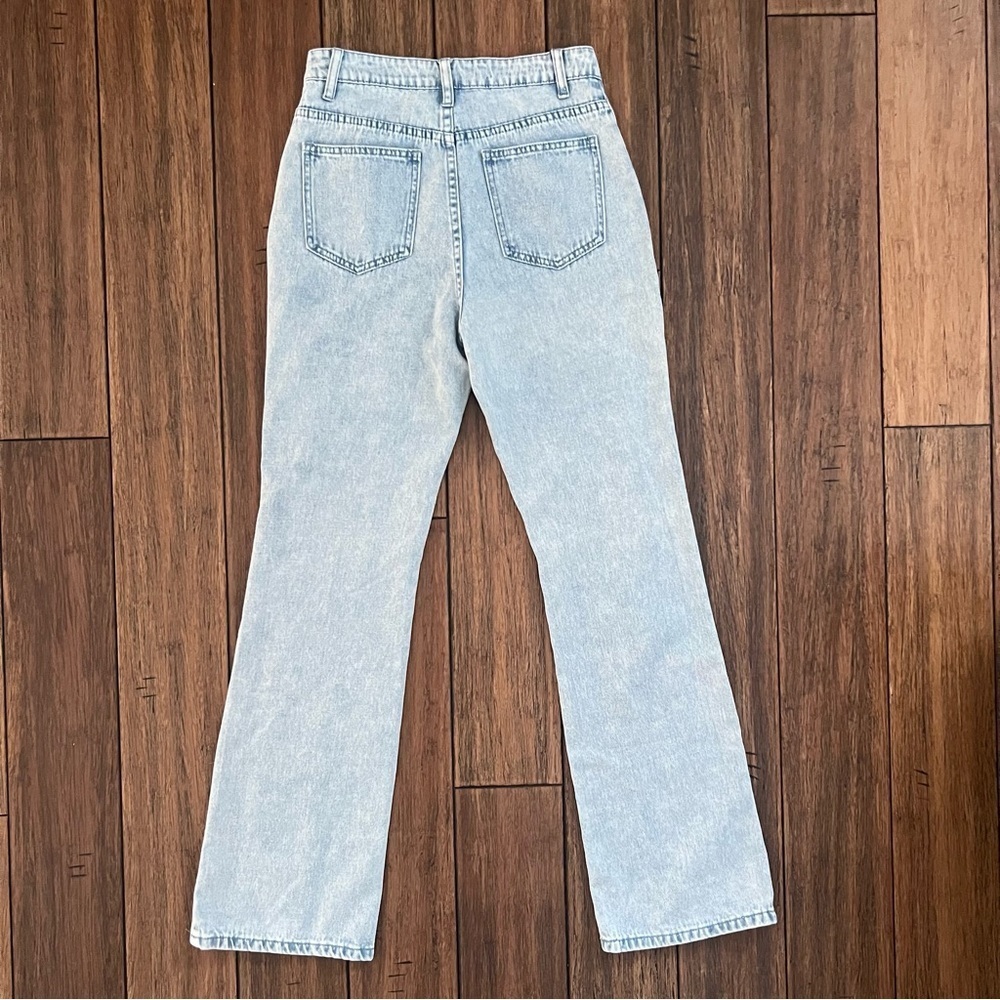 Le Lis High Rise Bootcut Light Wash Jeans Denim Flare Hippie 26 Seams Stone Wash - Picture 7 of 10